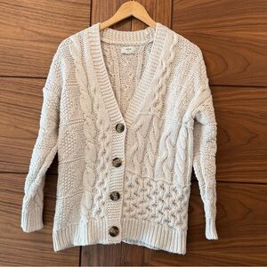 Aerie Women's Cream Cable Knit Button Front Cardigan Oversized - Sz XS